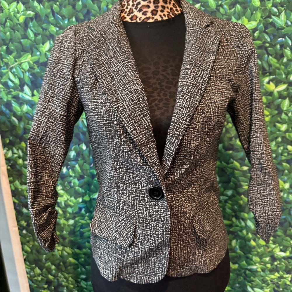 Women's Black and White Tweed Blazer
